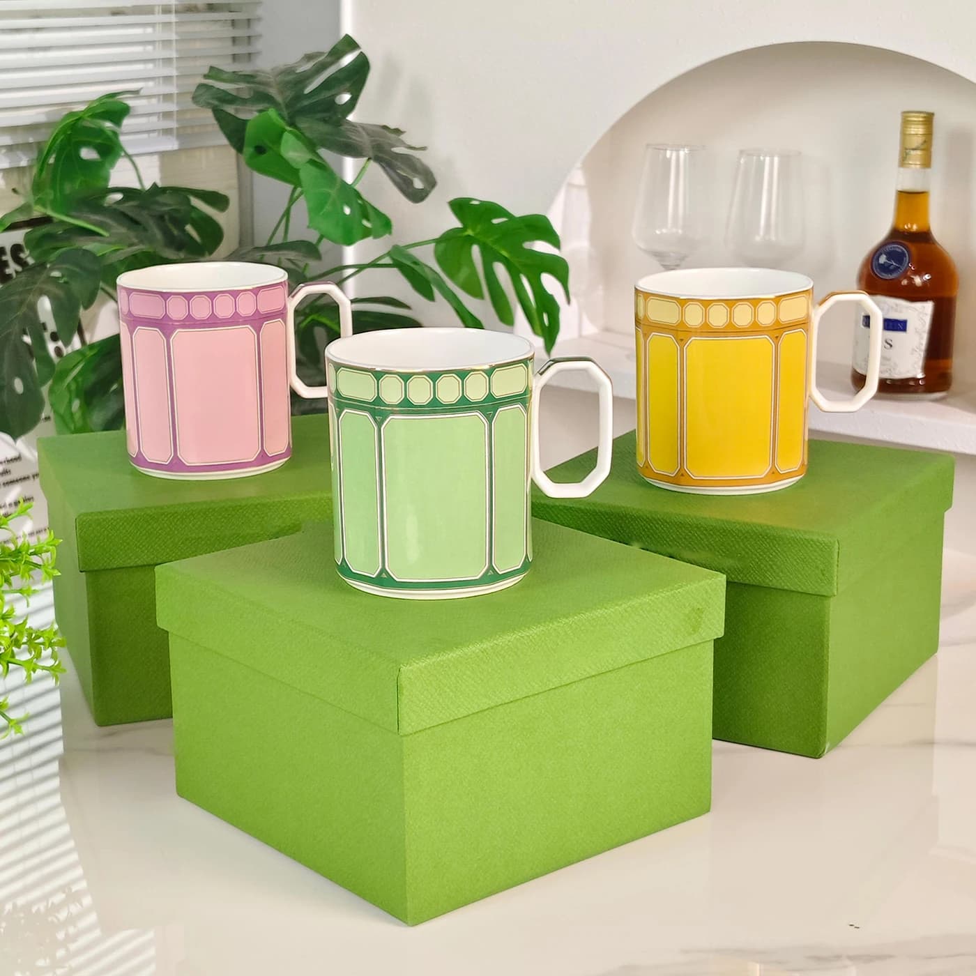Copo de água para caneca de porcelana de osso de 8,2x9,3 cm
