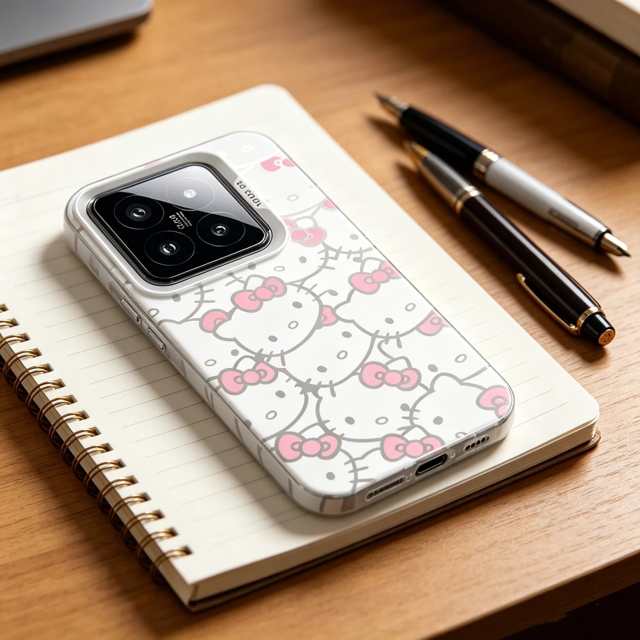 Capa branca Sanrio Sweet Hello Kitty para Xiaomi Redmi Note 14 Pro com design rosa e proteção contra choque