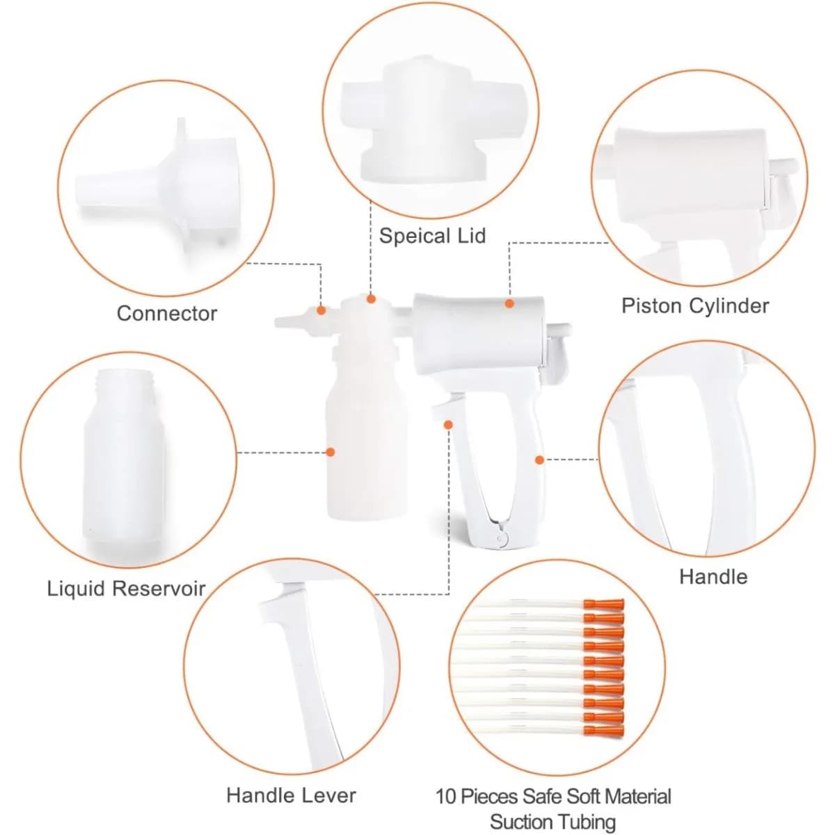 Bomba de Sucção Manual Portátil para Catarro, Dispositivo Aspirador Médico Portátil para Idosos e Crianças, Cuidados Domiciliares, Tubo de Cateter Estéril