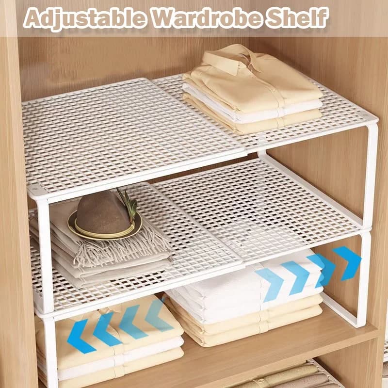 1pc guarda-roupa escalável em camadas placa de partição empilhável prateleira de grande capacidade sapatos armário placa de classificação organizador de guarda-roupa