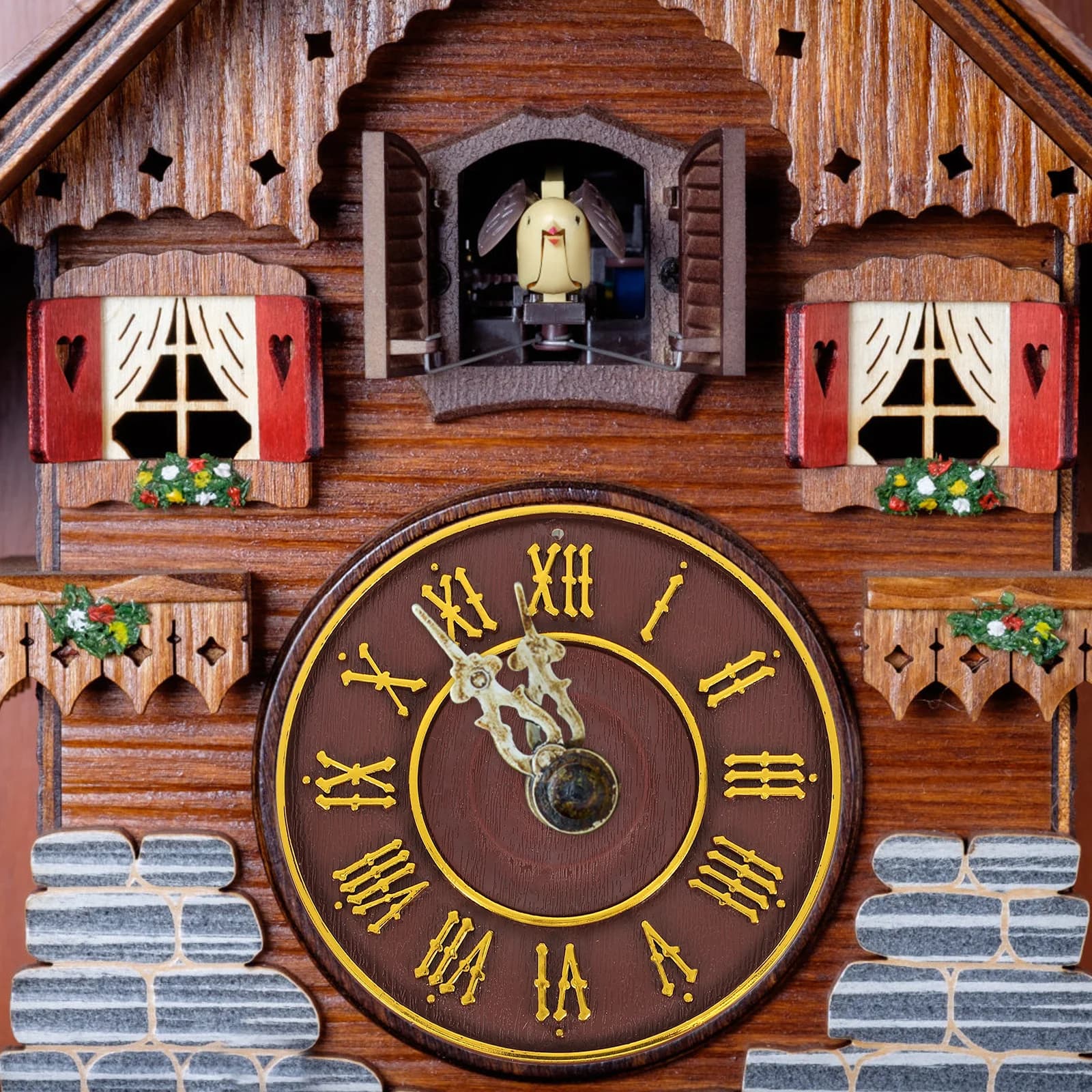 1pc vintage cuco relógio de parede numerais romanos design artístico decoração para casa movimento preciso cronometragem retro pêndulo