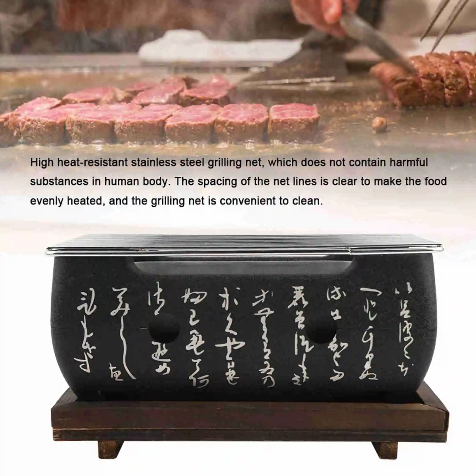 Forno retangular de churrasqueira japonesa, cozinha japonesa, fogão a carvão, fogão a álcool de churrasco japonês