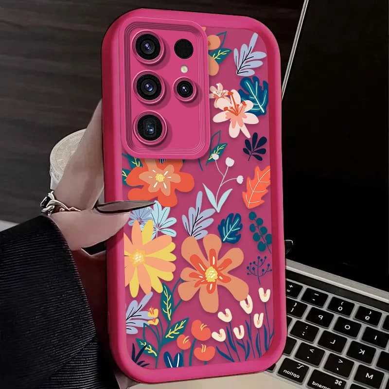 Arte colorida flor caso de telefone para samsung galaxy s24 s25 s23 ultra s22 s21 plus fe a36 a56 a26 a16 a06 a15 a25 a35 a55 5g etui