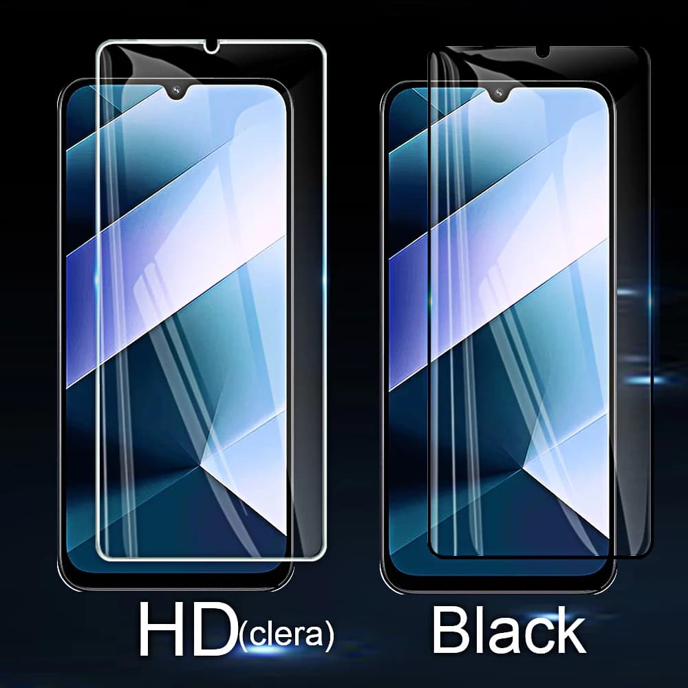 Película protetora de tela Xiaomi Poco C85 transparente e preta, kit 4 peças, resistência 9H