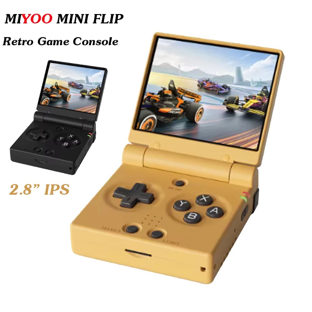Console de jogo portátil retro MIYOO Mini Flip com tela IPS de 2.8'' - Emulador de jogos retro