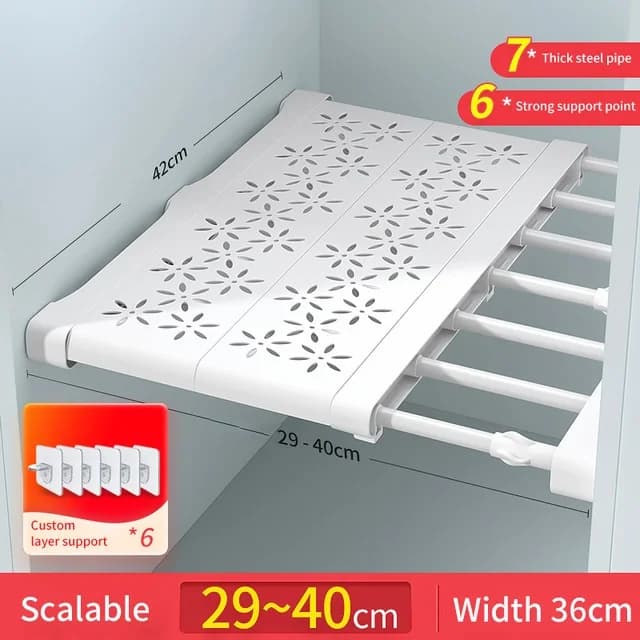 Novo organizador de armário ajustável prateleiras de armazenamento de cozinha economia de espaço guarda-roupa montado na parede rack eletrodomésticos gabinete titular1pc
