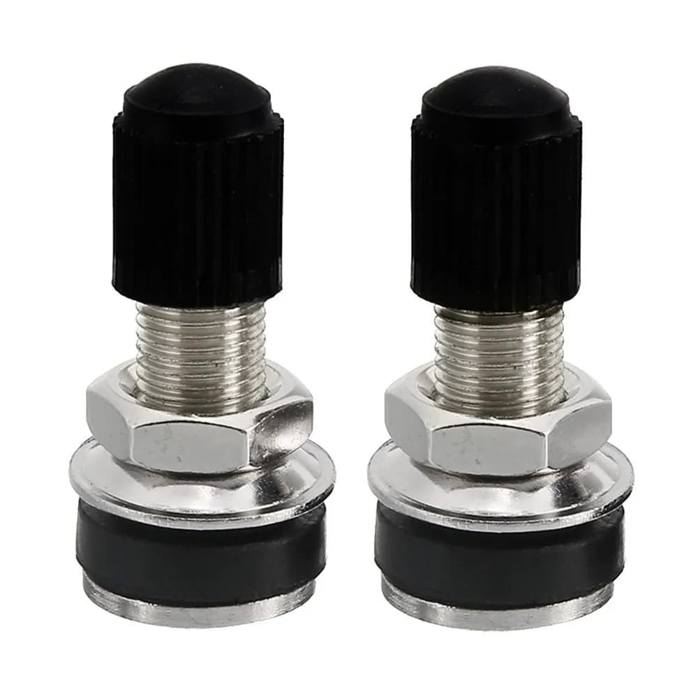 Duas válvulas de roda para motocicleta 32mm prata com anel de vedação preto
