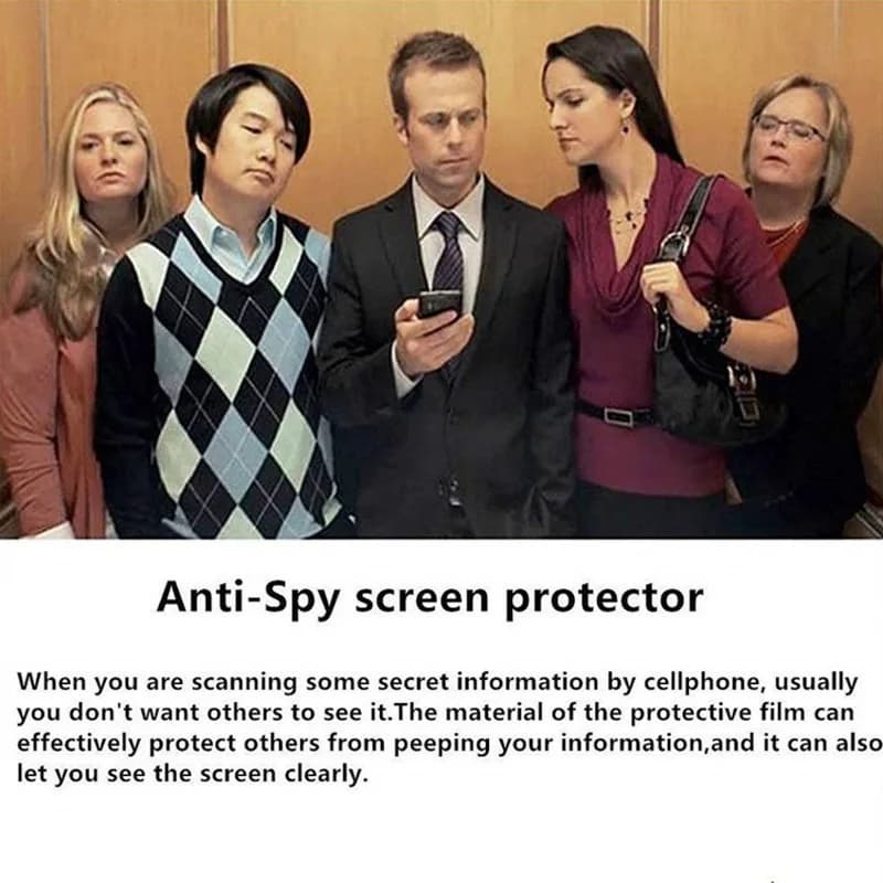 Imagem ilustrativa mostrando proteção anti-espionagem do protetor de tela para Xiaomi Redmi Note e Poco X