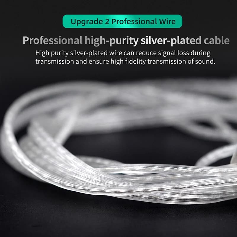 Cabo profissional prateado de alta pureza para fone de ouvido com fio KZ ZSTX