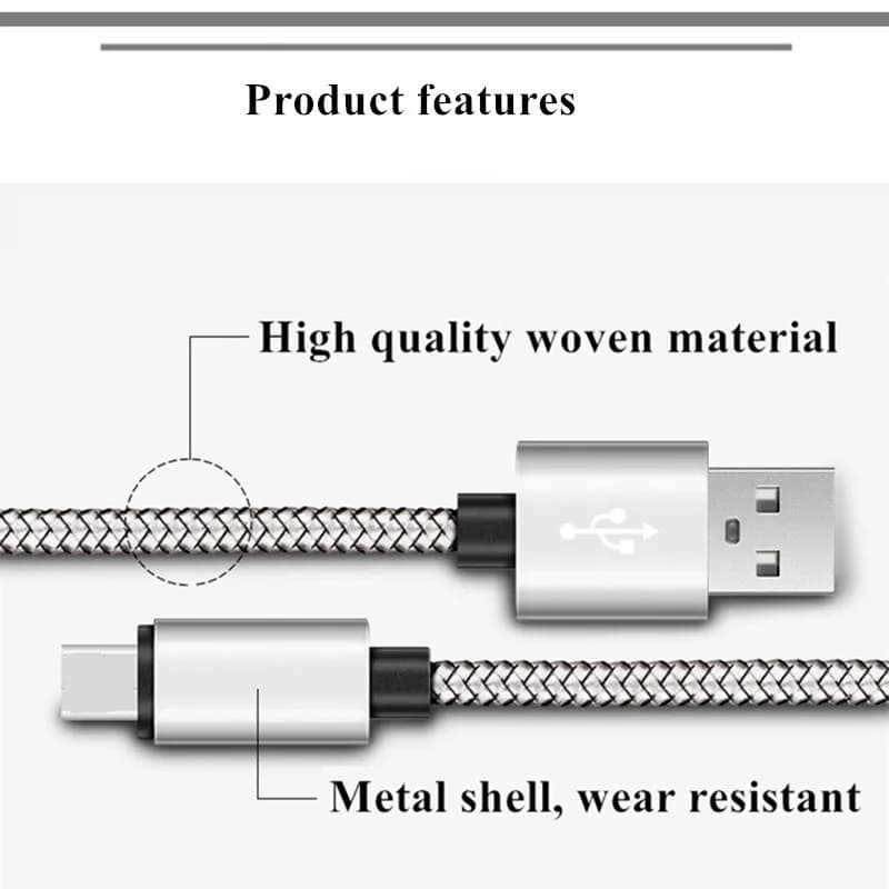 Cabo USB Tipo C com revestimento trançado de alta qualidade e conector metálico resistente