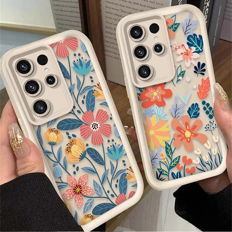Capa de telefone com design floral colorido para Samsung Galaxy
