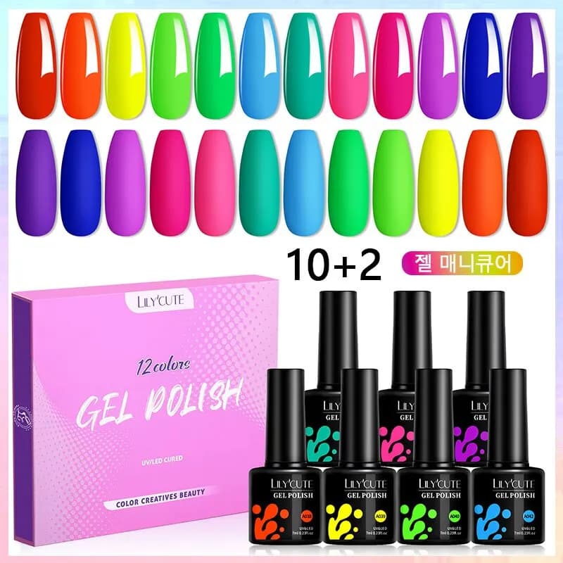 LILYCUTE 12 Pçs/Set Unha Gel Polonês Rosa Neon Cores Fluorescentes Semi Permanente Mergulhe Off UV LED Nail Art Gel Kit