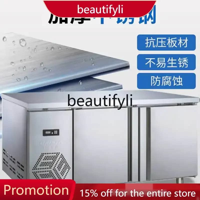 Freezer comercial de aço inoxidável horizontal com duas portas e uma prateleira superior, cor prata