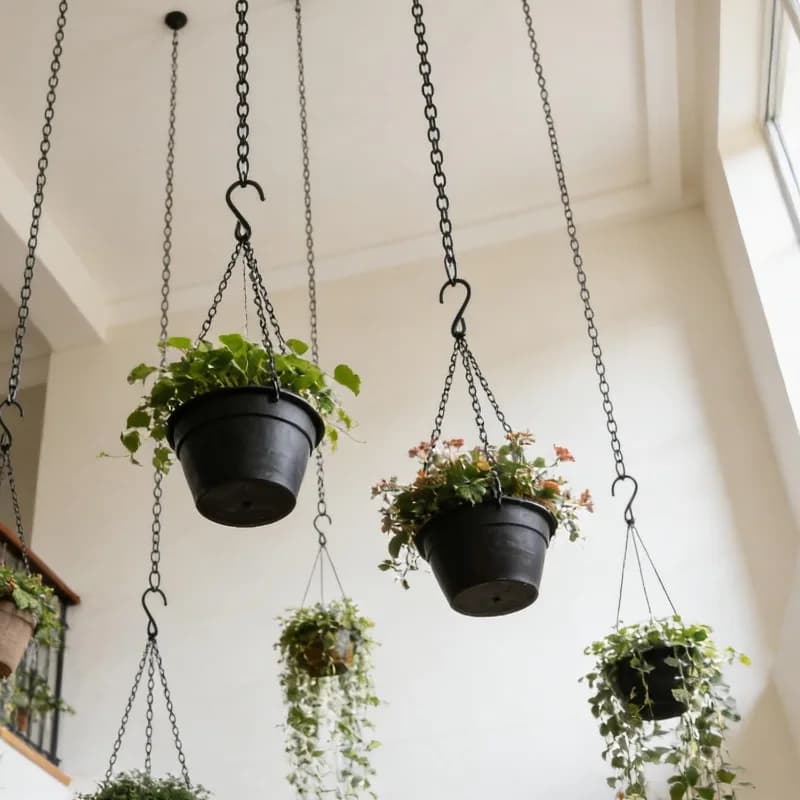 Caixa com 10 correntes ajustáveis pretas para pendurar cestas e plantas