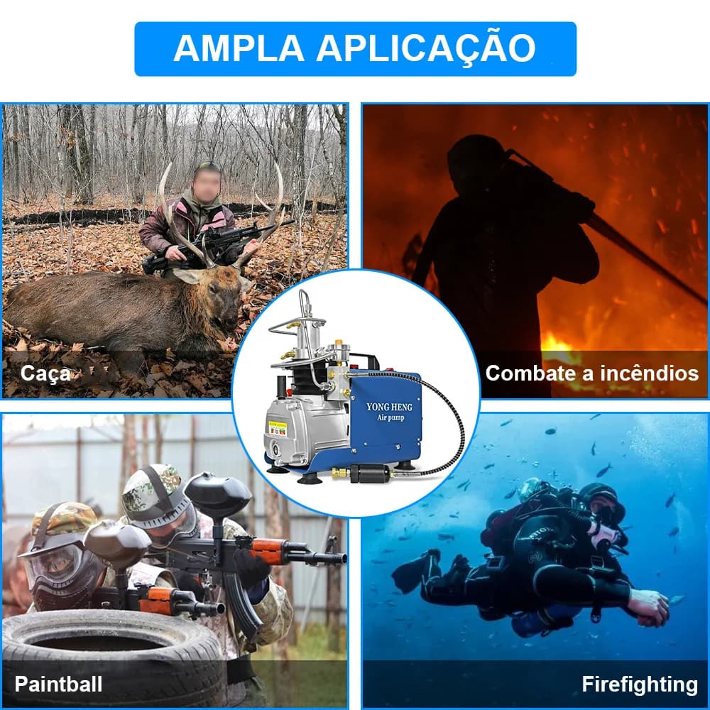 YONGHENG-PCP Compressor De Ar De Alta Pressão, Compressor Elétrico Ajustável Auto-Stop, PCP, Tanque Inflador De Mergulho, 300Bar, 4500Psi