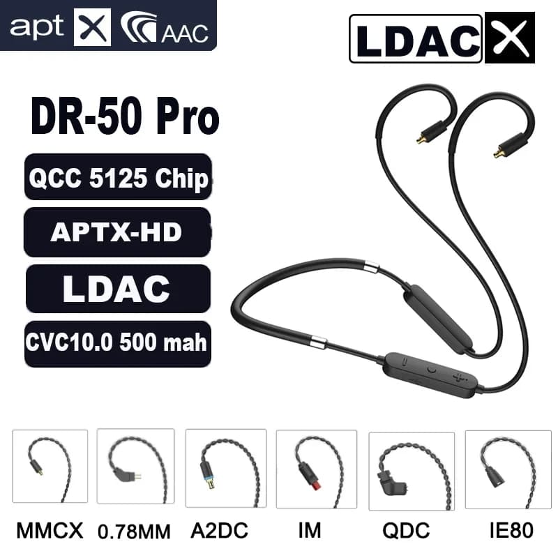 Cabo de atualização para fone de ouvido sem fio Bluetooth com conectores MMCX, 0,78mm, A2DC, IM, QDC e IE80