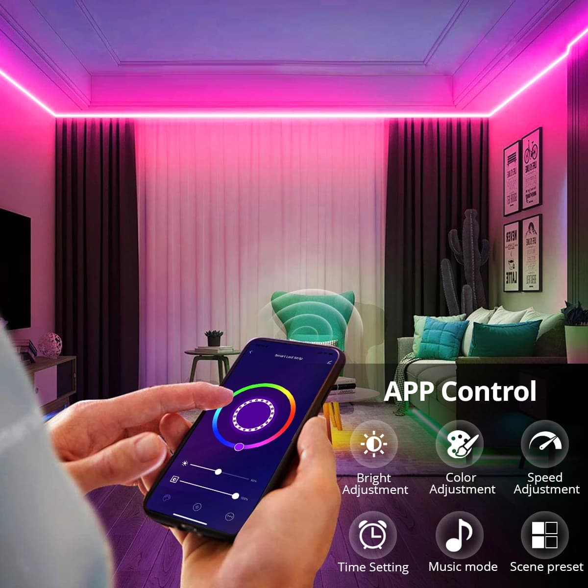 Tira de LED RGB Tuya de 12V, controle de voz, compatível com Alexa e Google Home