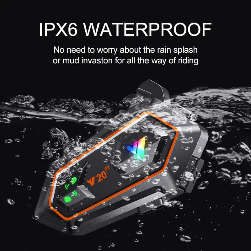 Y20 2x capacete da motocicleta interfone fone de ouvido bluetooth 5.0 capacete sem fio ipx6 à prova dwaterproof água mãos-livres chamada motor fone de ouvido