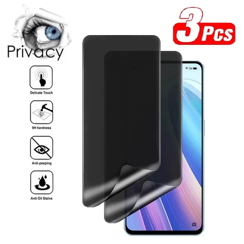 Protetor de tela de privacidade transparente para smartphone com 3 peças