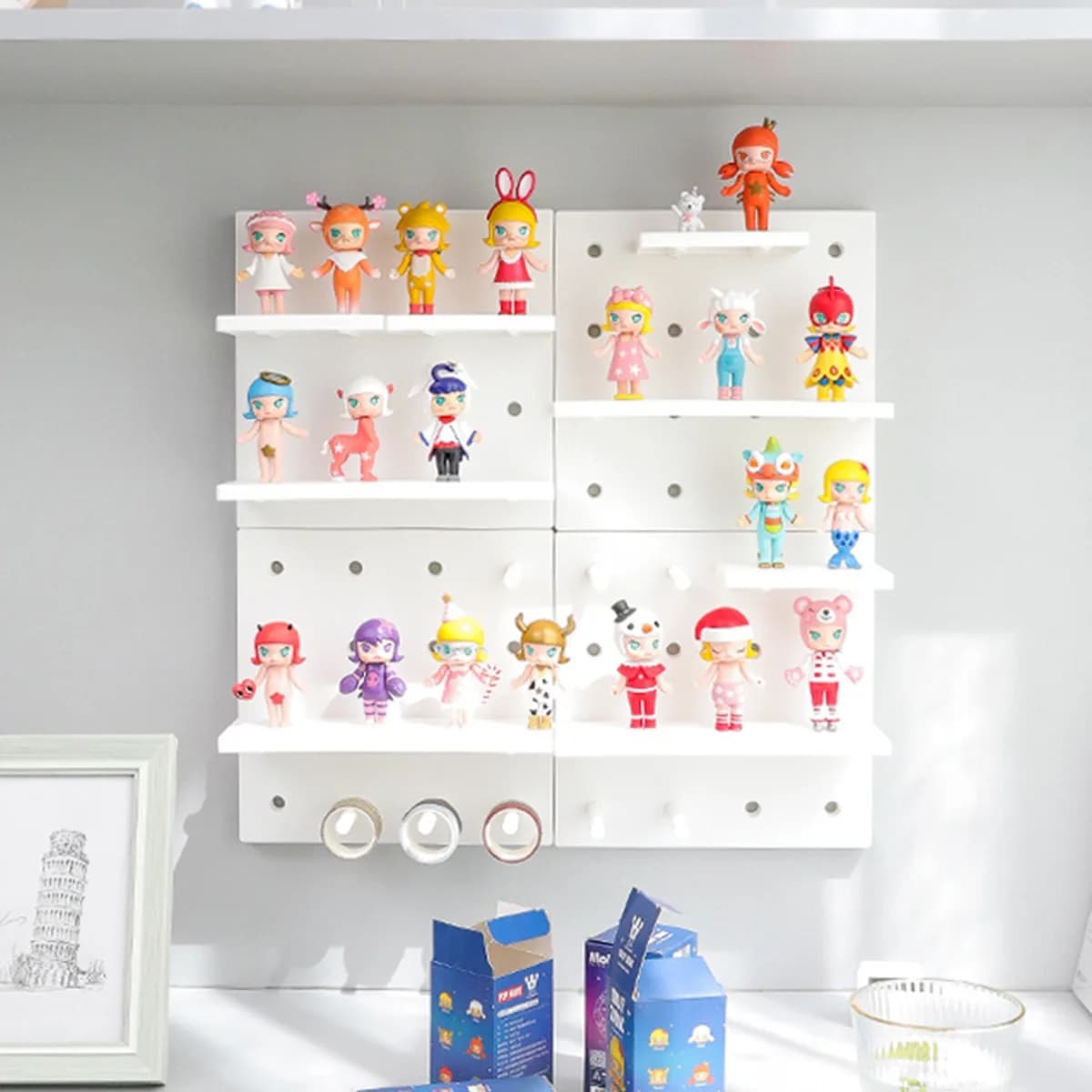 Prateleira de Parede para Dormitório com Furos, Decoração para Casa, Organizador de Armazenamento Montado na Parede para Estudantes, Sem Perfuração, Adesivo