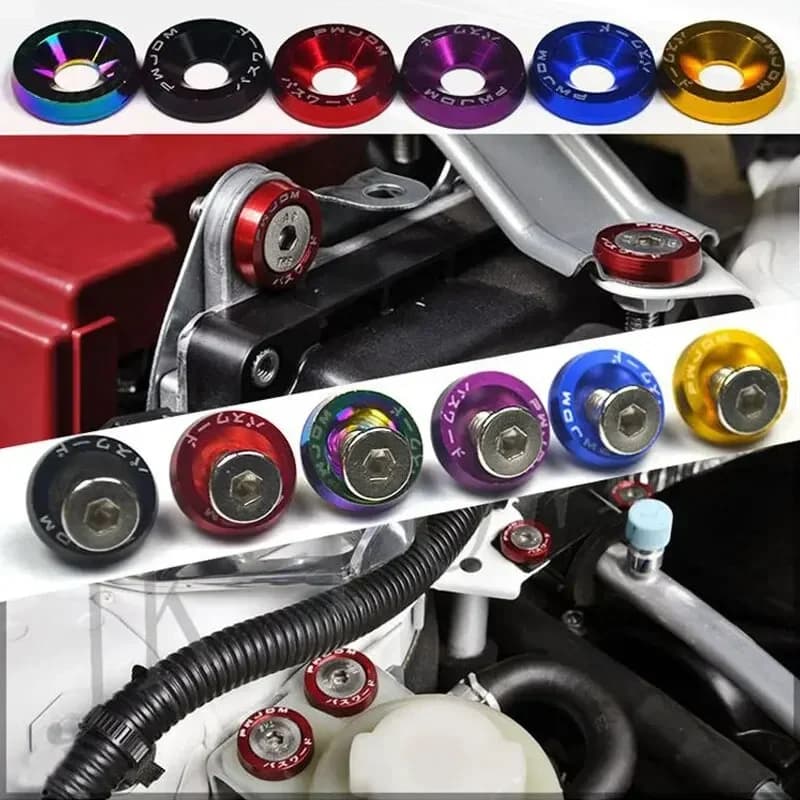 10 pçs m6 fixadores modificados do carro fender arruela pára-choques parafusos côncavos do motor fender arruela placa de licença parafusos estilo do carro junta