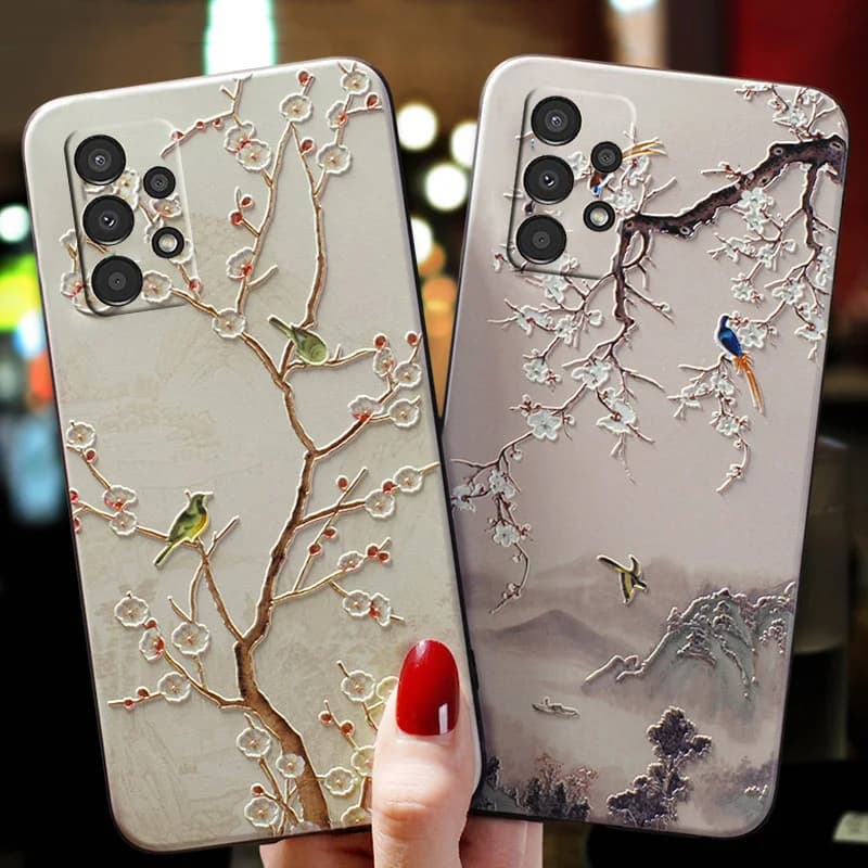 3d flor emboss caso para samsung galaxy s22 s21 s20 ultra fe plus a13 a33 a53 a73 m52 a52s a22s a22 a52 4g 5g arte caso capa