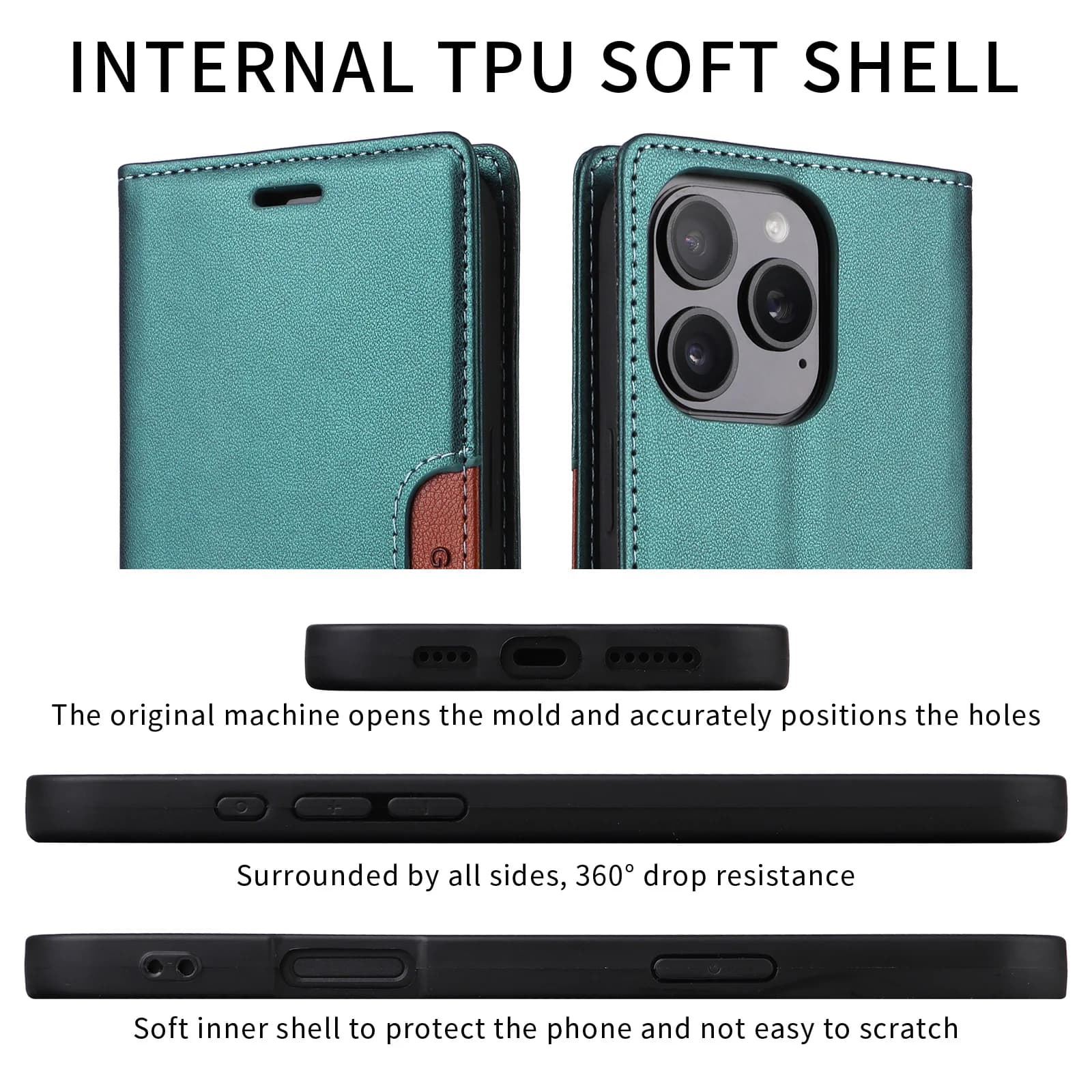 Capa flip verde para Xiaomi Redmi Note com interior em TPU macio e proteção 360 graus contra quedas