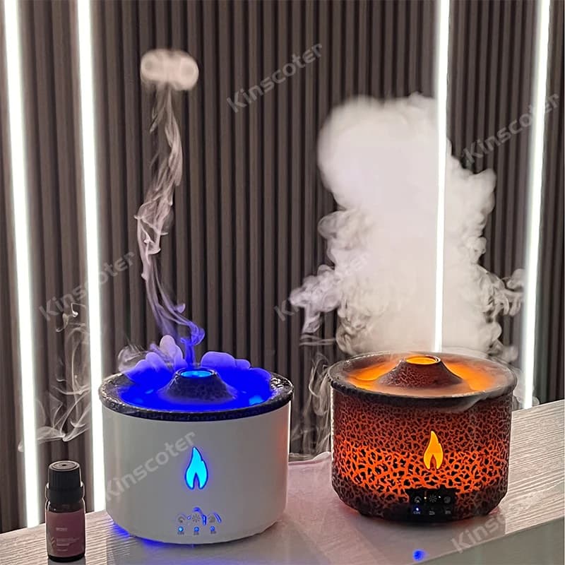 KINSCOTER Vulcão Chama Aroma Difusor Medusa Anel de Fumaça Umidificador de Ar 360ml Aromaterapia Difusor de Óleo Essencial Presente Legal