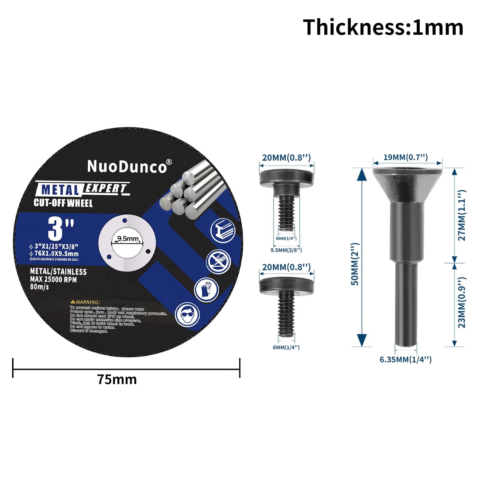 Kit de discos de corte de metal NuoDunco 3 polegadas 5/10 peças