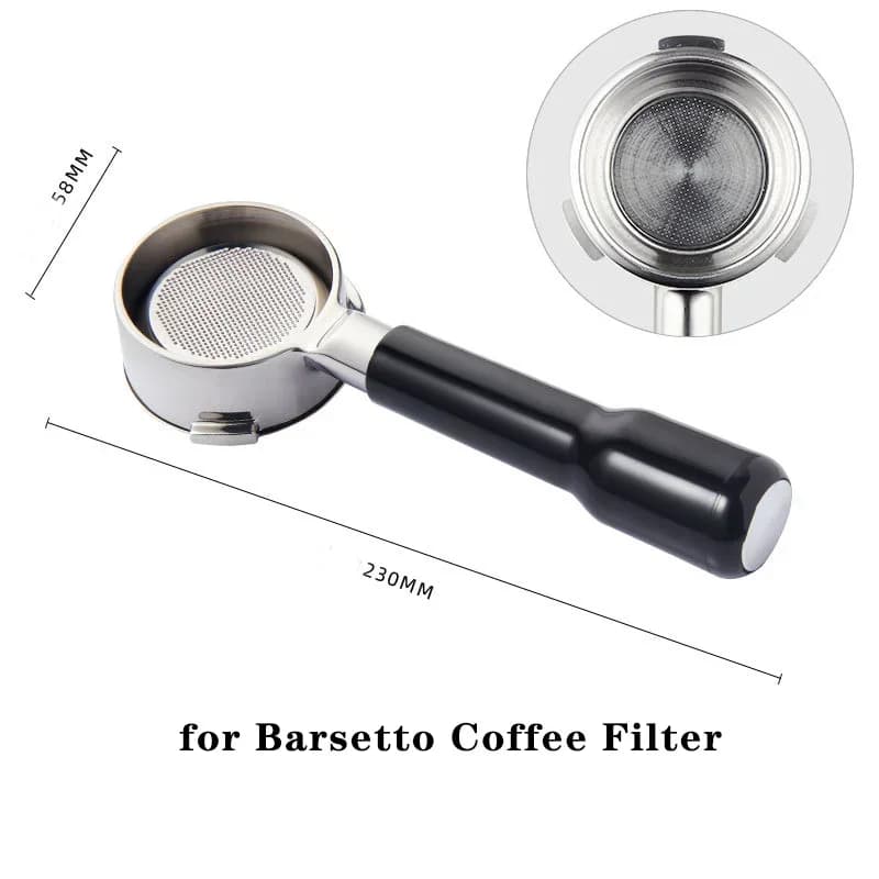 Portafiltro profissional 58mm com cabo preto 230mm compatível Barsetto para máquina de café