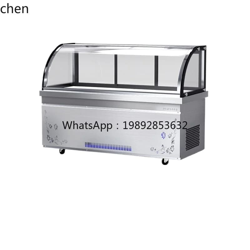 Armário de exibição de alimentos cozidos AA curvo horizontal brazado vegetal pescoço de pato alimentos refrigerados e freezer de manutenção fresca
