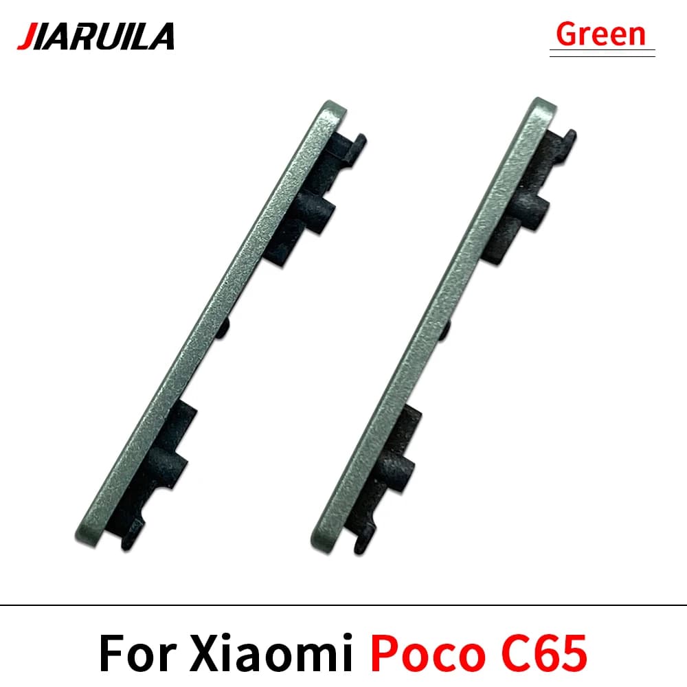 Botões laterais verdes para Xiaomi Poco C65, peças de reposição para botões de energia e volume