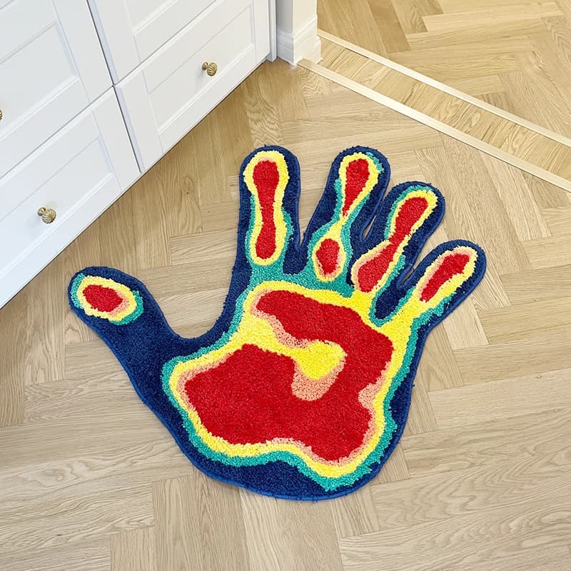 Tapete de mão tuftado multicolorido para decoração de sala e quarto