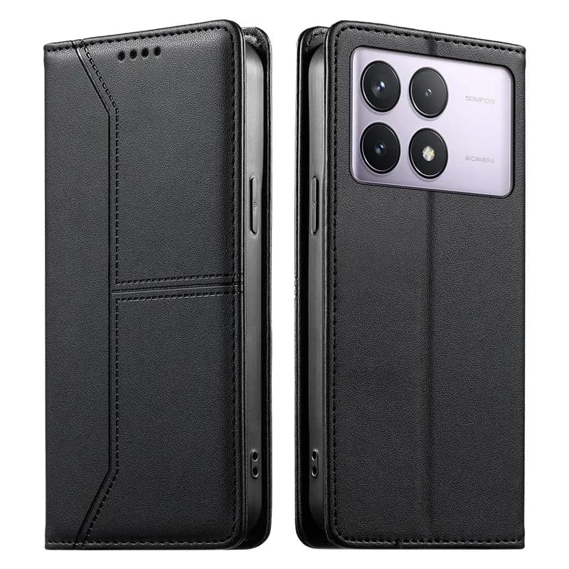 Capa de telefone de couro marrom com compartimento para cartões para Xiaomi Poco C61 C65 C55 X5 X6 F6 M6 Pro 4G 5G