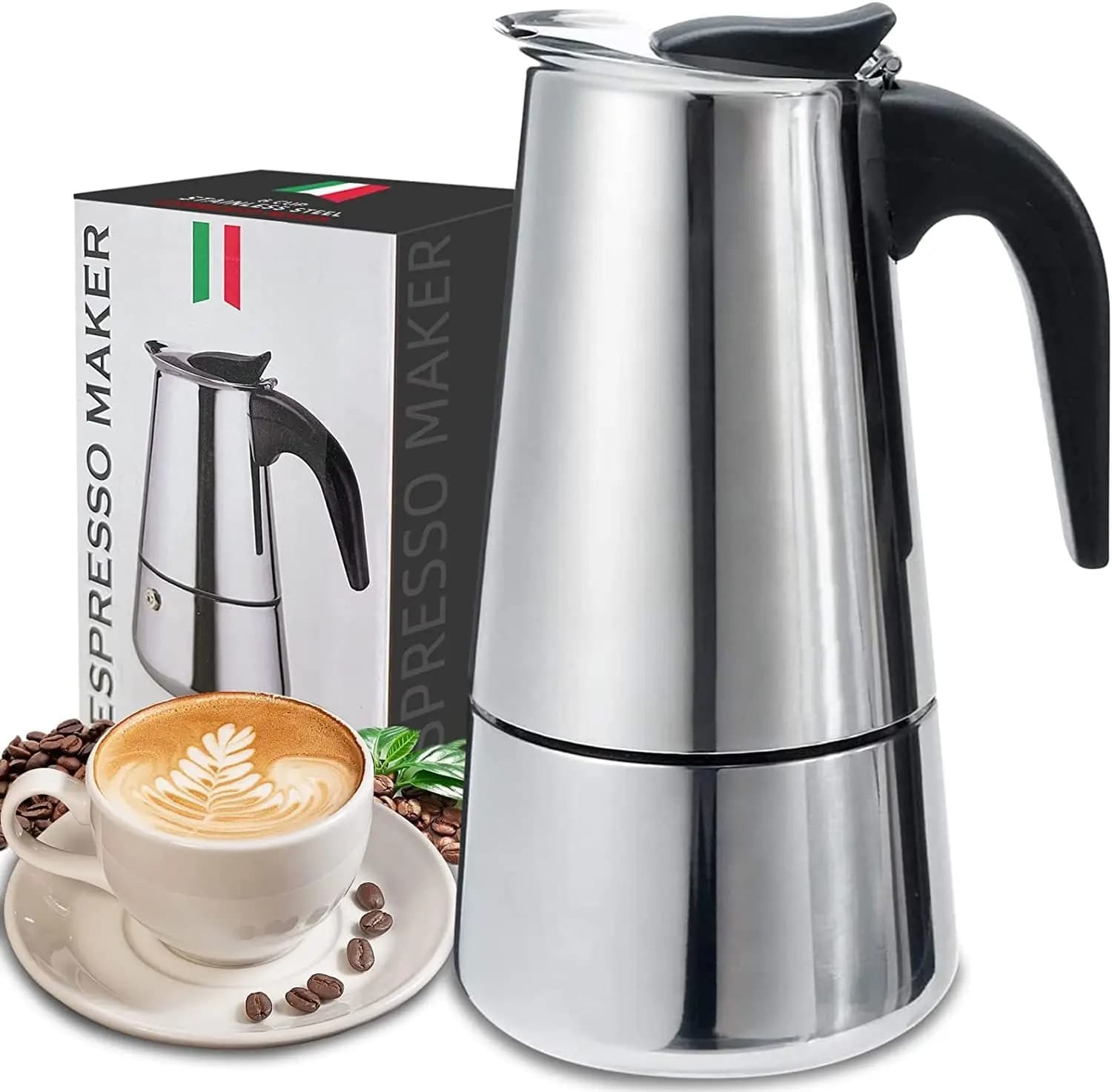 4/6/9 Xícaras Moka Pot Caffe Máquina De Espresso Copos De Café Latte Percoador Fogão Top Moka Cafeteira