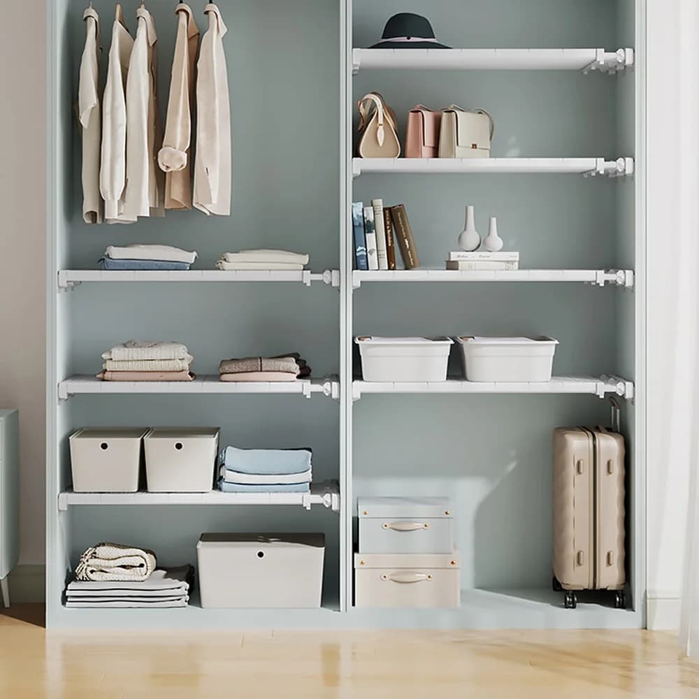 Novo organizador de armário ajustável prateleiras de armazenamento de cozinha economia de espaço guarda-roupa montado na parede rack eletrodomésticos gabinete titular1pc