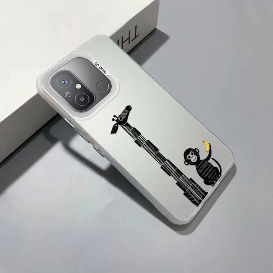 Capa branca para Xiaomi Redmi Note com estampa de macaco desenho animado segurando banana