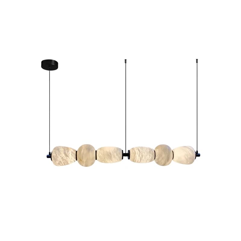 Lustre linear preto com design de mármore 2026 para hall de entrada e sala de jantar