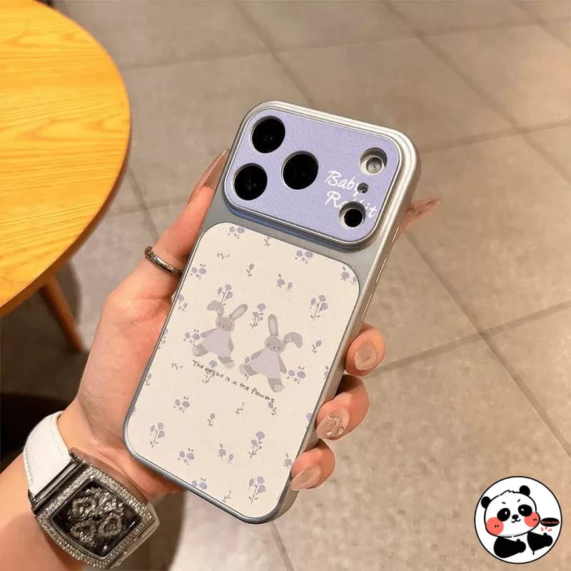 Capa transparente para Xiaomi Poco com coelho fofo e flores lilás, design delicado e compatível com vários modelos