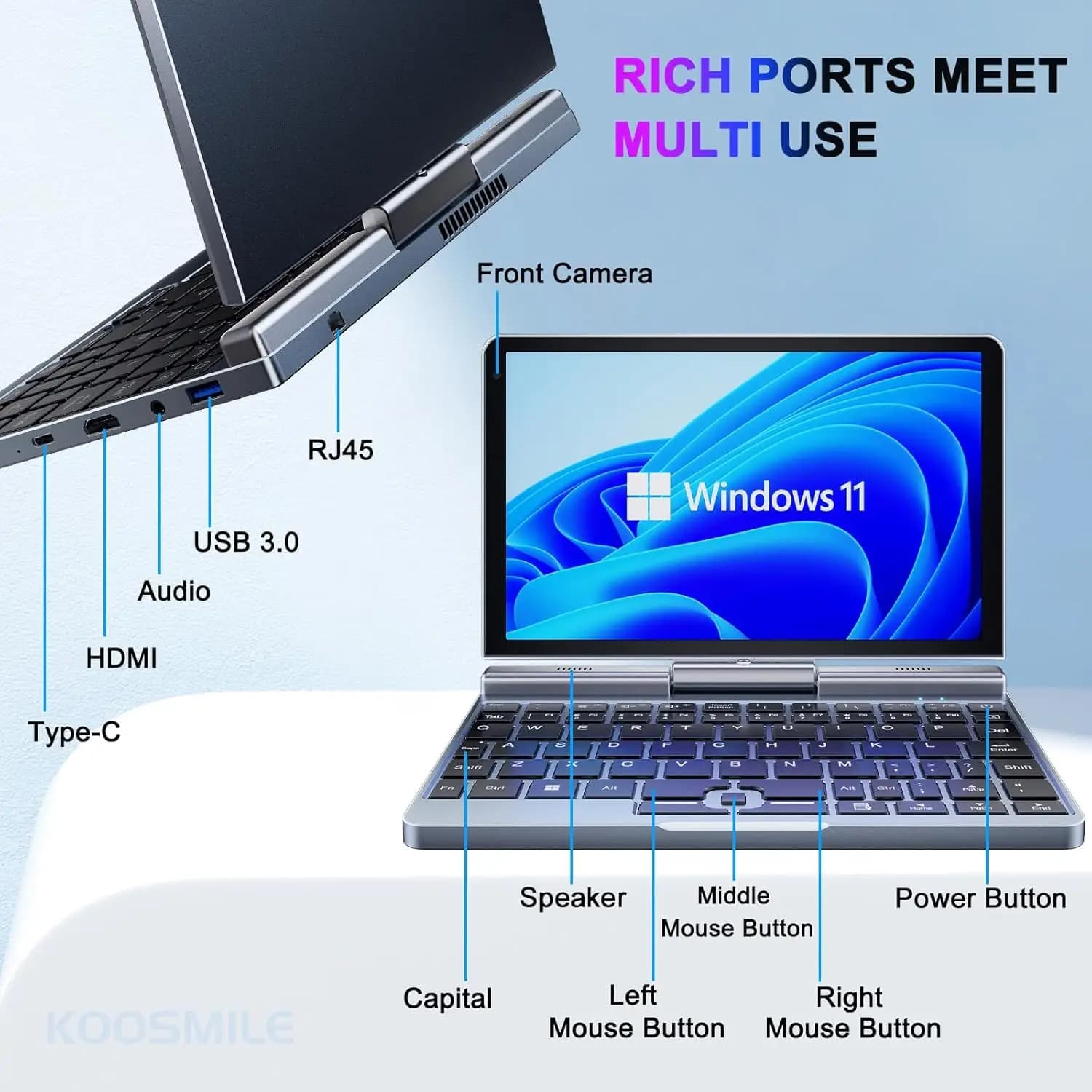 Mini laptop portátil windows 11 8 Polegada tela sensível ao toque notebook n150 12gb + 1tb ips netbook win 11 pro mini pc micro computador