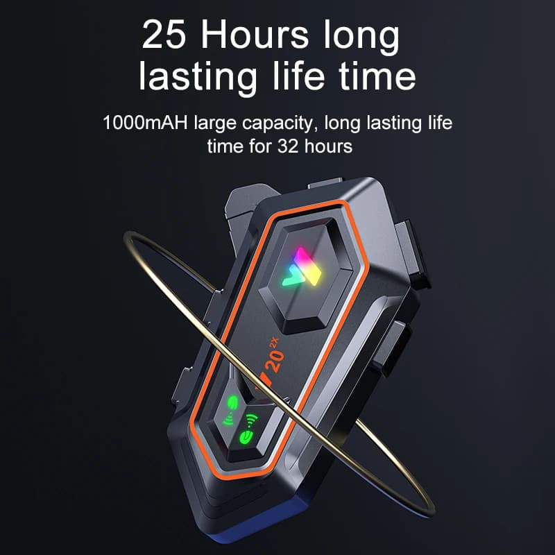 Y20 2x capacete da motocicleta interfone fone de ouvido bluetooth 5.0 capacete sem fio ipx6 à prova dwaterproof água mãos-livres chamada motor fone de ouvido