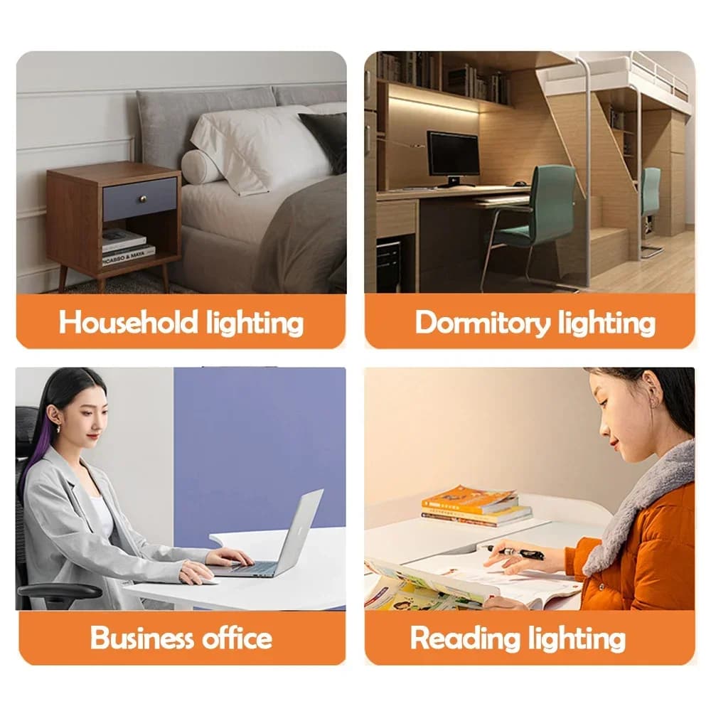 Luminária de mesa LED preta ideal para iluminação residencial, dormitório, escritório e leitura