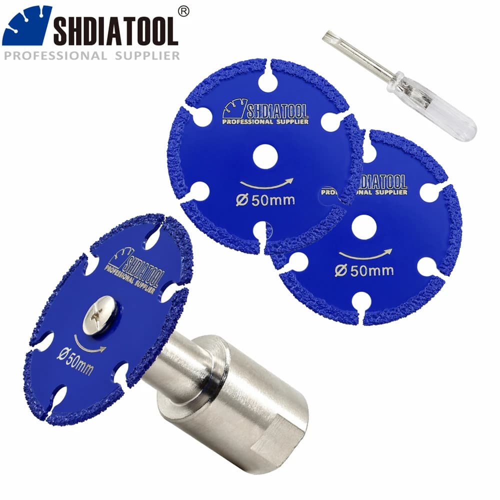 Kit de discos de corte Shdiatool azul com chave de ajuste, diâmetro 50mm