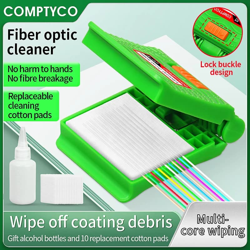 Comptyco A-07 núcleo de fibra óptica ferramenta de limpeza limpador de fibra óptica com limpador de algodão/garrafa de armazenamento de álcool (emptés)