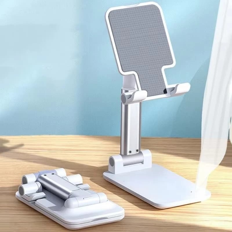 Suporte de mesa dobrável branco para celular e tablet ajustável universal