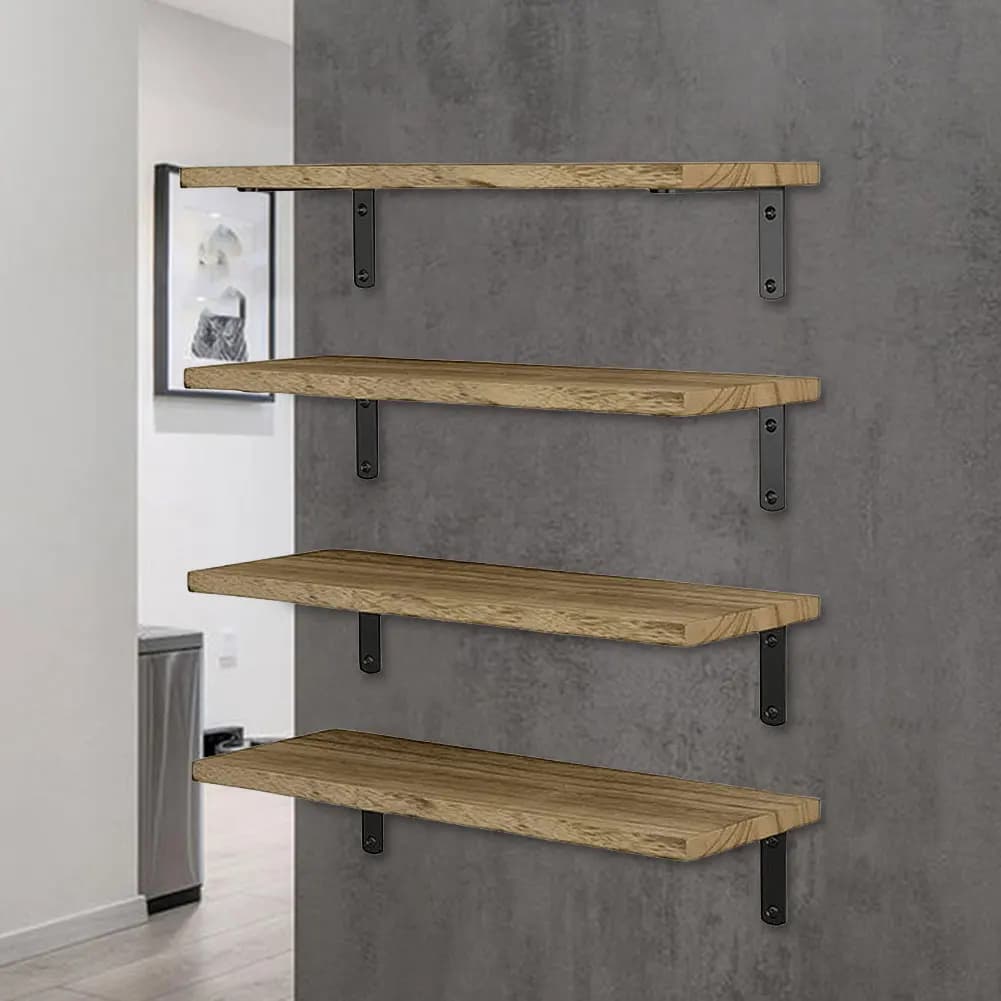 Prateleiras de parede rústicas, 4 unidades, montadas na parede, madeira, decorativas, multiuso para quarto, sala de estar