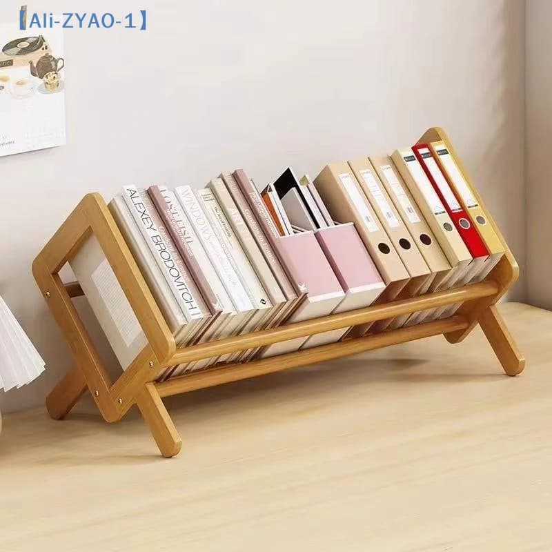 Estante de Livros para Mesa, Decoração Pequena para Sala de Estar, Prateleira Decorativa de Bambu, Estante de Armazenamento Multiuso【ZYAO-1】