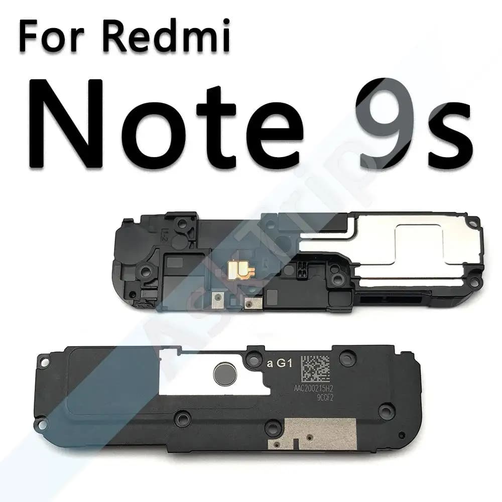 Alto-falante de reposição preto para Xiaomi Redmi Note 9s inferior com detalhes metálicos e conectores