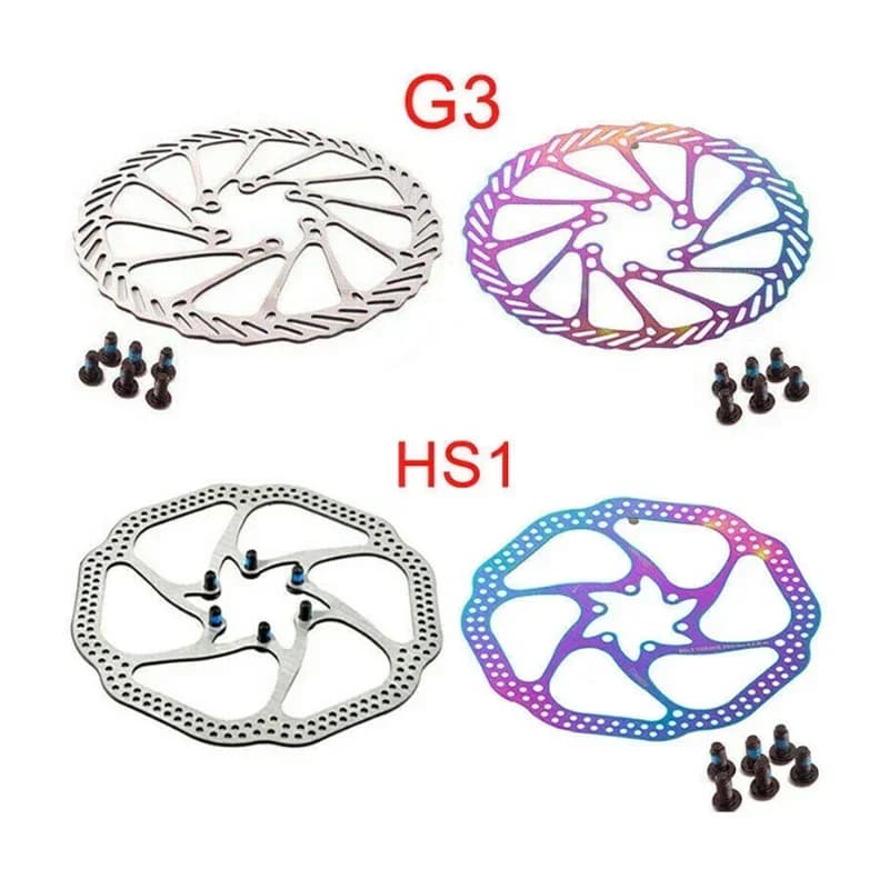Conjunto de rotores de freio para bicicleta modelos G3 e HS1 coloridos com parafusos