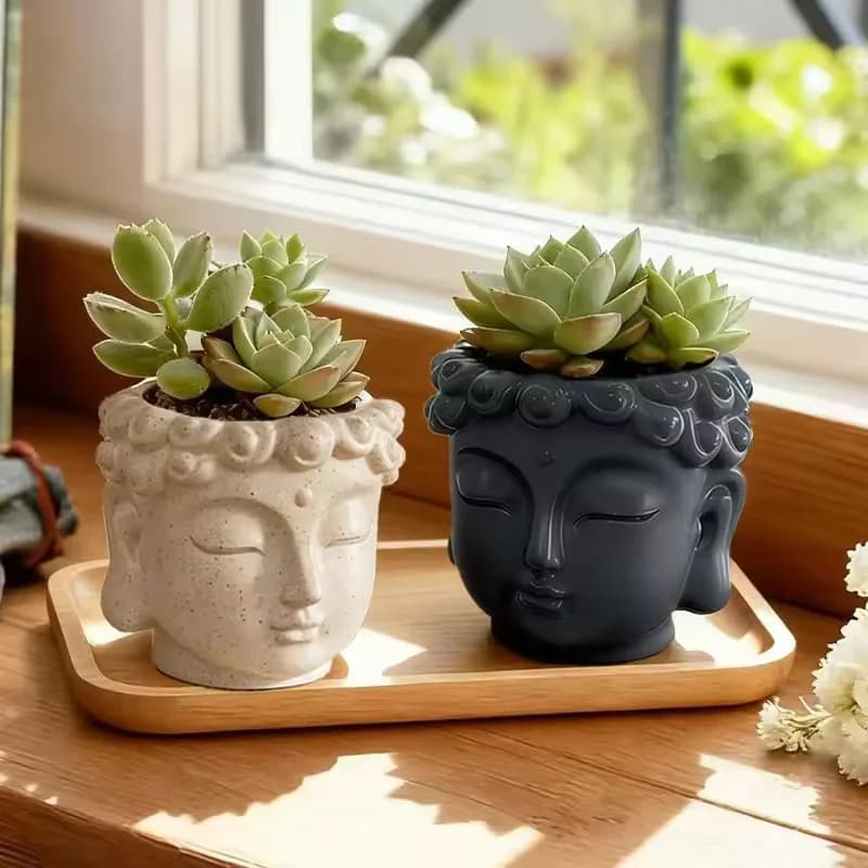 Estátua Criativa de Buda com Vaso para Plantas Verdes, Decoração para Casa